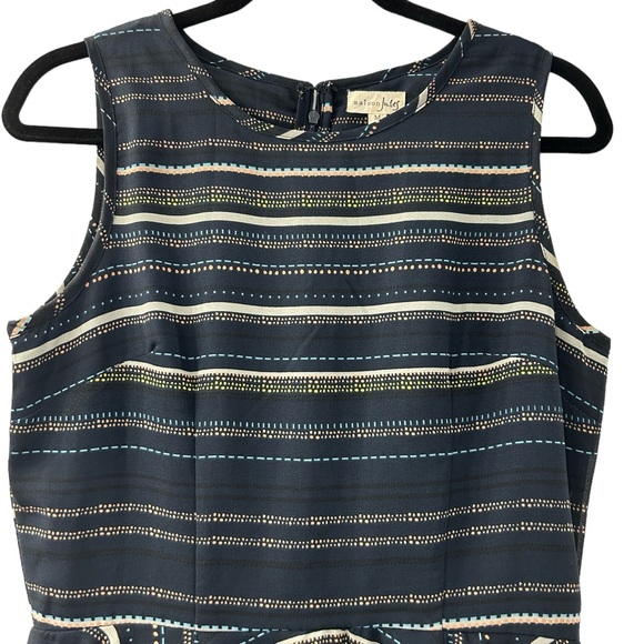 Maison Jules Happy Dotted Stripe Fit & Flare Dress Navy Size M - Picture 5 of 9